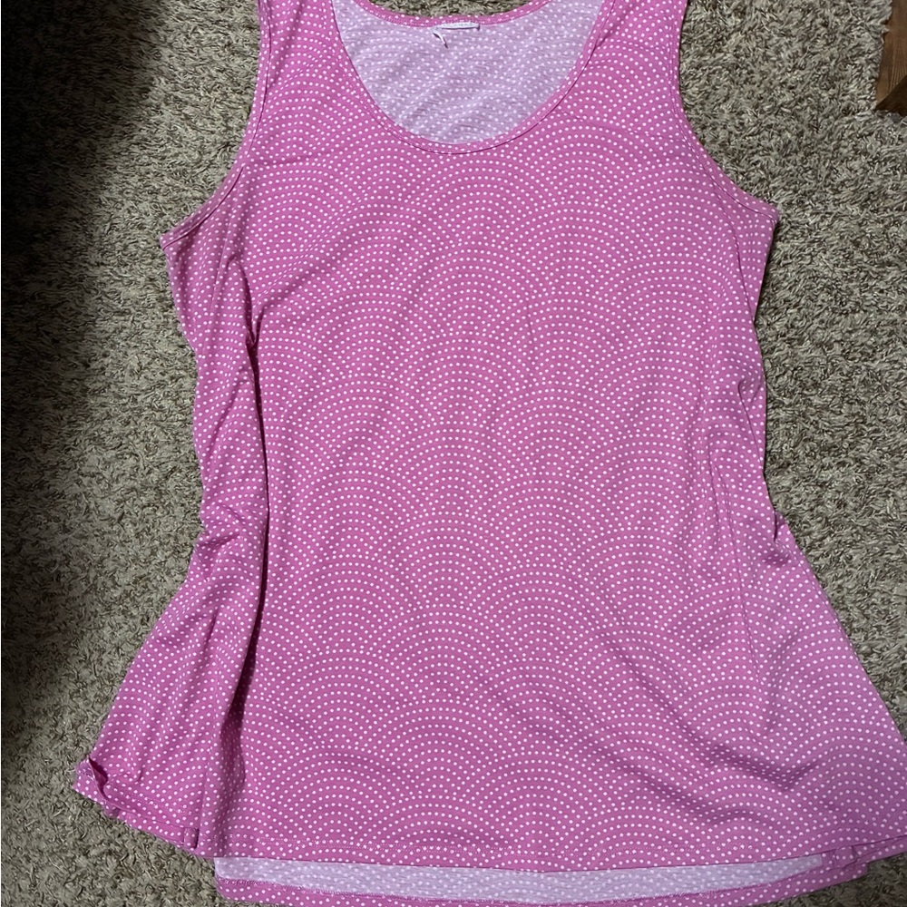 LuLaRoe Pink and White Women's Tank Top